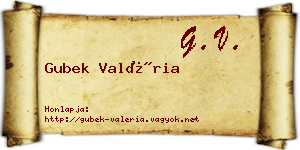 Gubek Valéria névjegykártya